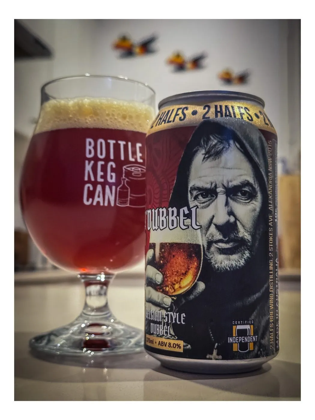 2 Halfs Dubbel poured into a glass